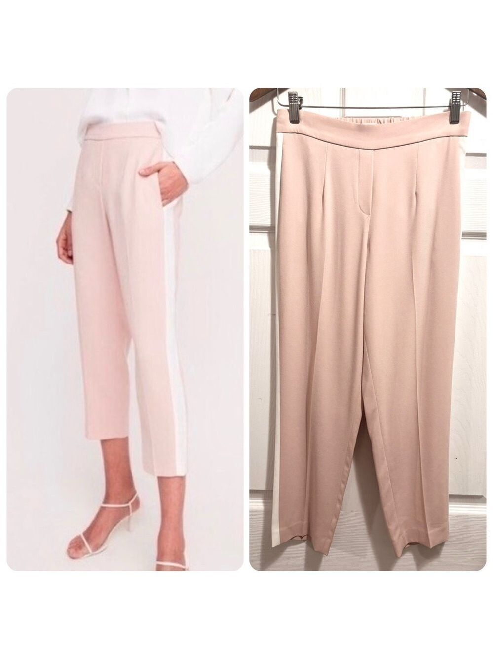 ARITZIA Babaton Conan Pants Terado Pink Tuxedo Stripe Ankle Pull On Size 4